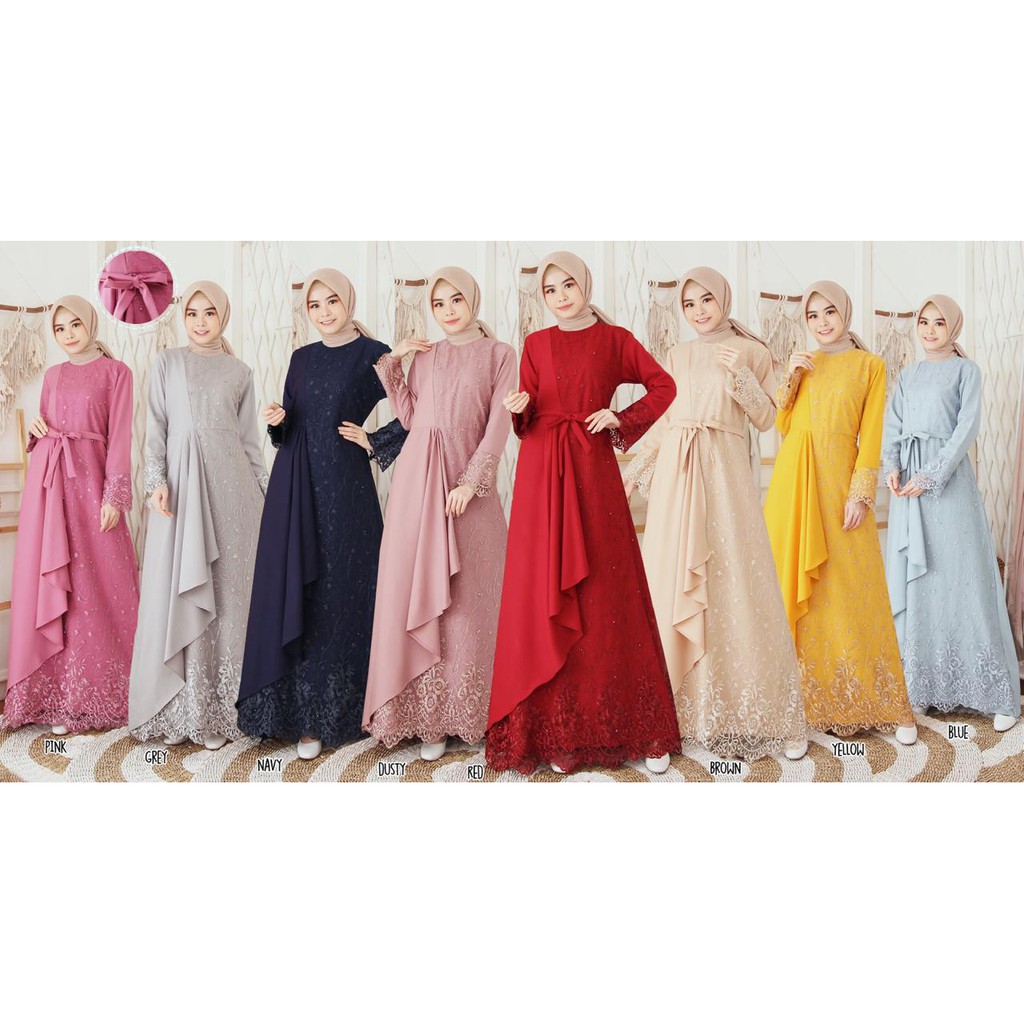  Dijamin RealPict Gamis  Mafaza Brokat  TilLe Bordir  Maxi 