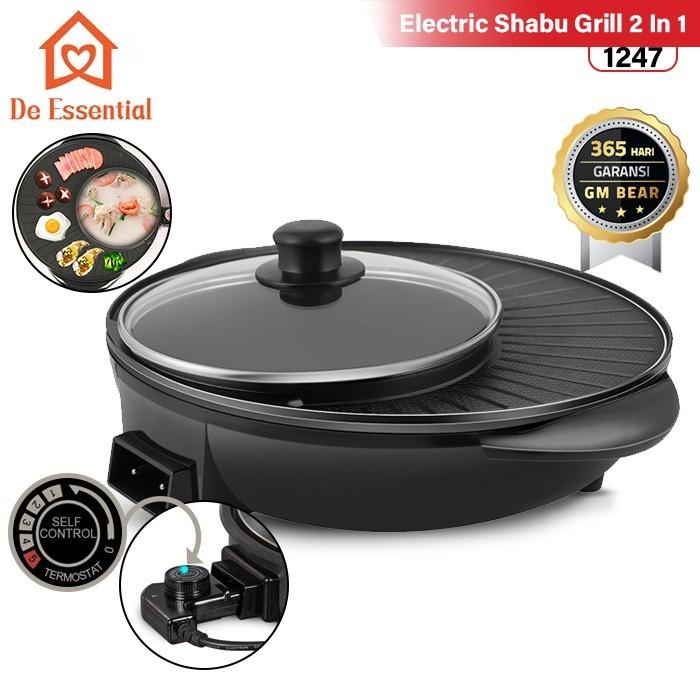 Griller Alat Panggang Dan Rebus Elektrik 2 In 1 1247- Denki Steamboat Grill