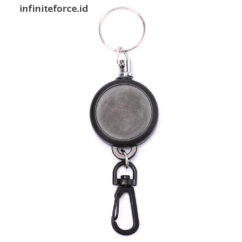 Infiniteforce.id 1pc Holder Kartu Id / Badge Retractable Warna Hitam Ukuran 60cm