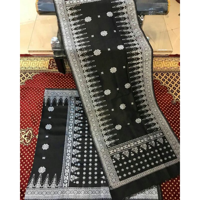 SONGKET CANTIK MANIS PREMIUM BLACK SILVER - songket palembang - Hitam Silver