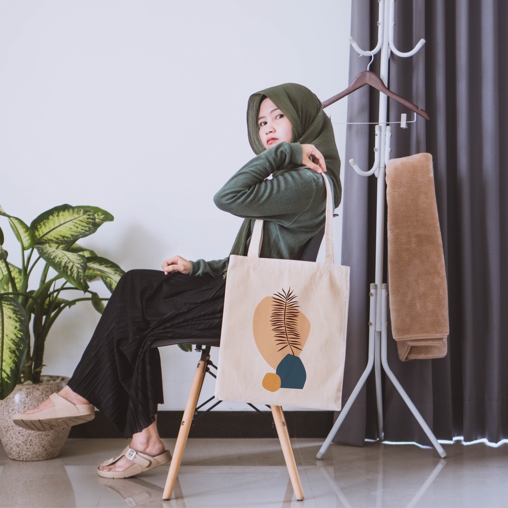Sevine Tote Bag Kanvas Tas Fashion Totebag Wanita DTF Printing Nordic Aesthetic Series - KPA9