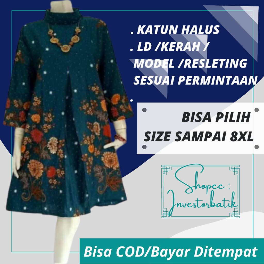 BATIK WANITA MODERN BATIK TUNIK DRESS BATIK WANITA BATIK KERJA WANITA MODERN LENGAN PANJANG JUMBO