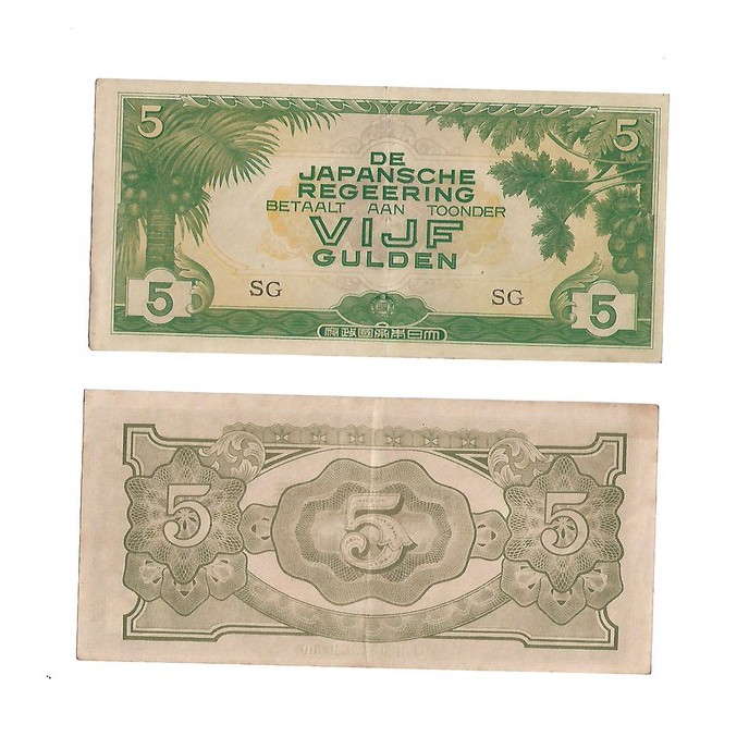 Uang kuno Indonesia 5 Gulden 1942 Seri De Japansche Regeering