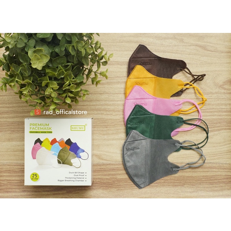 Masker duckbill Shumu warna mix random isi 25 pcs - masker duckbill rainbow - duckbill warna warni