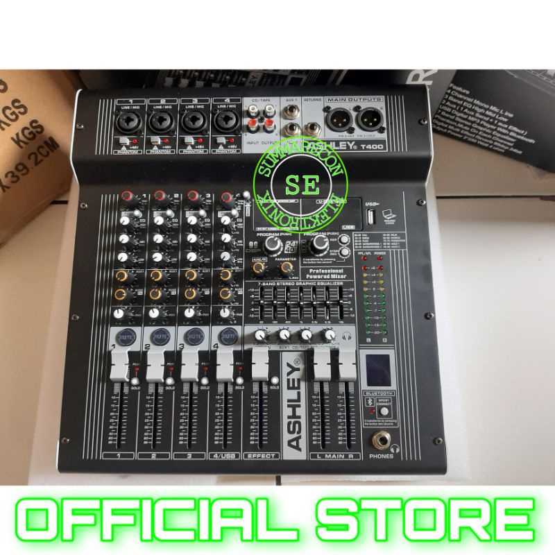 power mixer 4 channel original ashley t400 usb bluetooth mp3