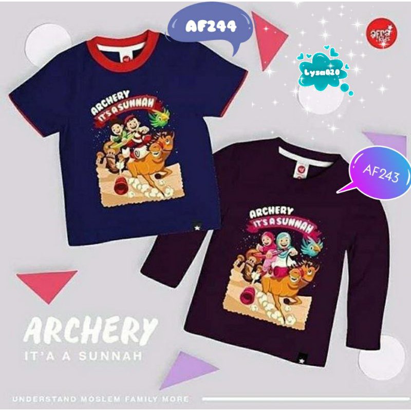 SALE Kaos Anak Afrakids AF243 &quot;Archery It's a Sunnah&quot; Lengan Panjang