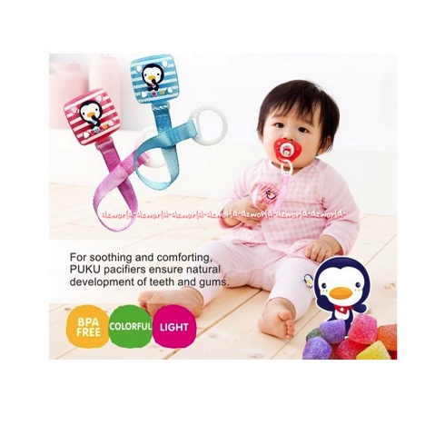 Puku Pacifier Chain Empeng Dot Bayi Dengan Tali Gantung Pukku Dott For Baby