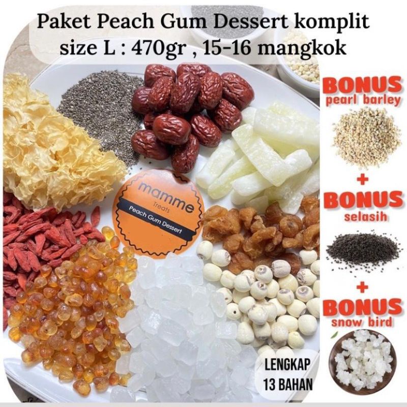 

paket peach gum dessert komplit / tao jiao / pearl peach gum 470gr (PGL)