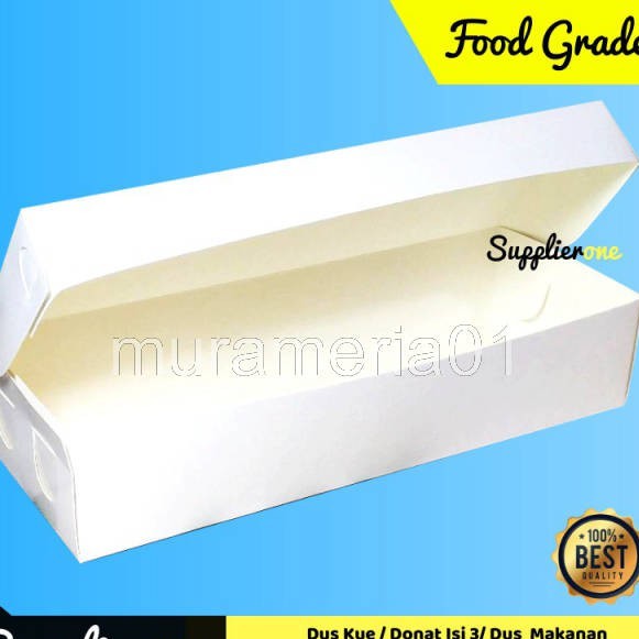 

murameria01-BOX KUE / BOX ROTI / DUS KUE / BOX DONAT / BOX BANDENG /DUS DONAT ISI 3/ KEMASAN MAKAN