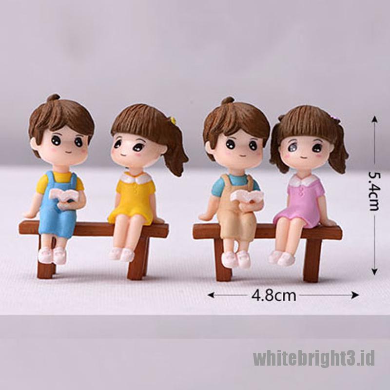 ❤White3 Warna Putih❤ 1 Set Miniatur Pasangan Kekasih DIY Untuk Dekorasi Rumah Boneka