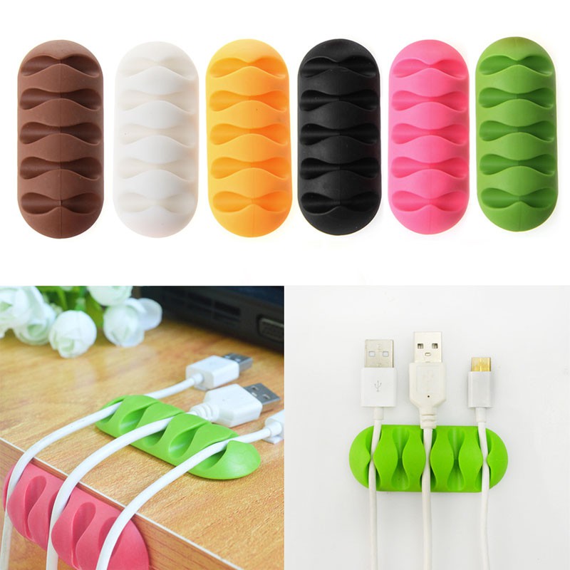 CRE❤ 5-Clip Earphone Cable Winder Organizer Charger TPR Holder Fixing Device