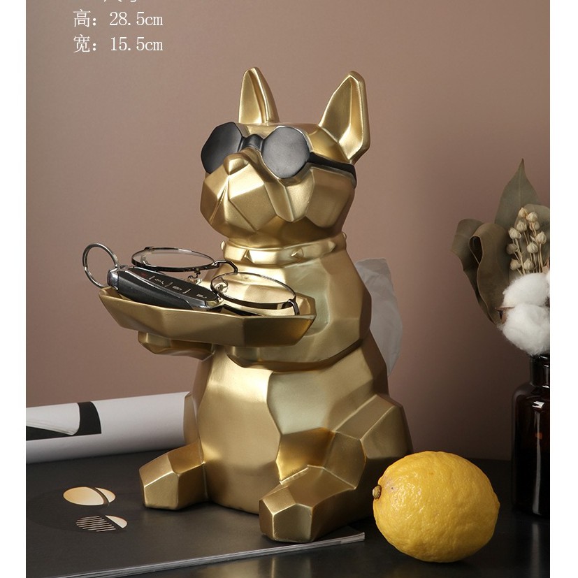 Best Seller Luxury Pajangan Keramik Nordic Resin French Bulldog Storage Decoration Dog Statue Tray Tempat Tissue 6DDqyVzhJxw6ym