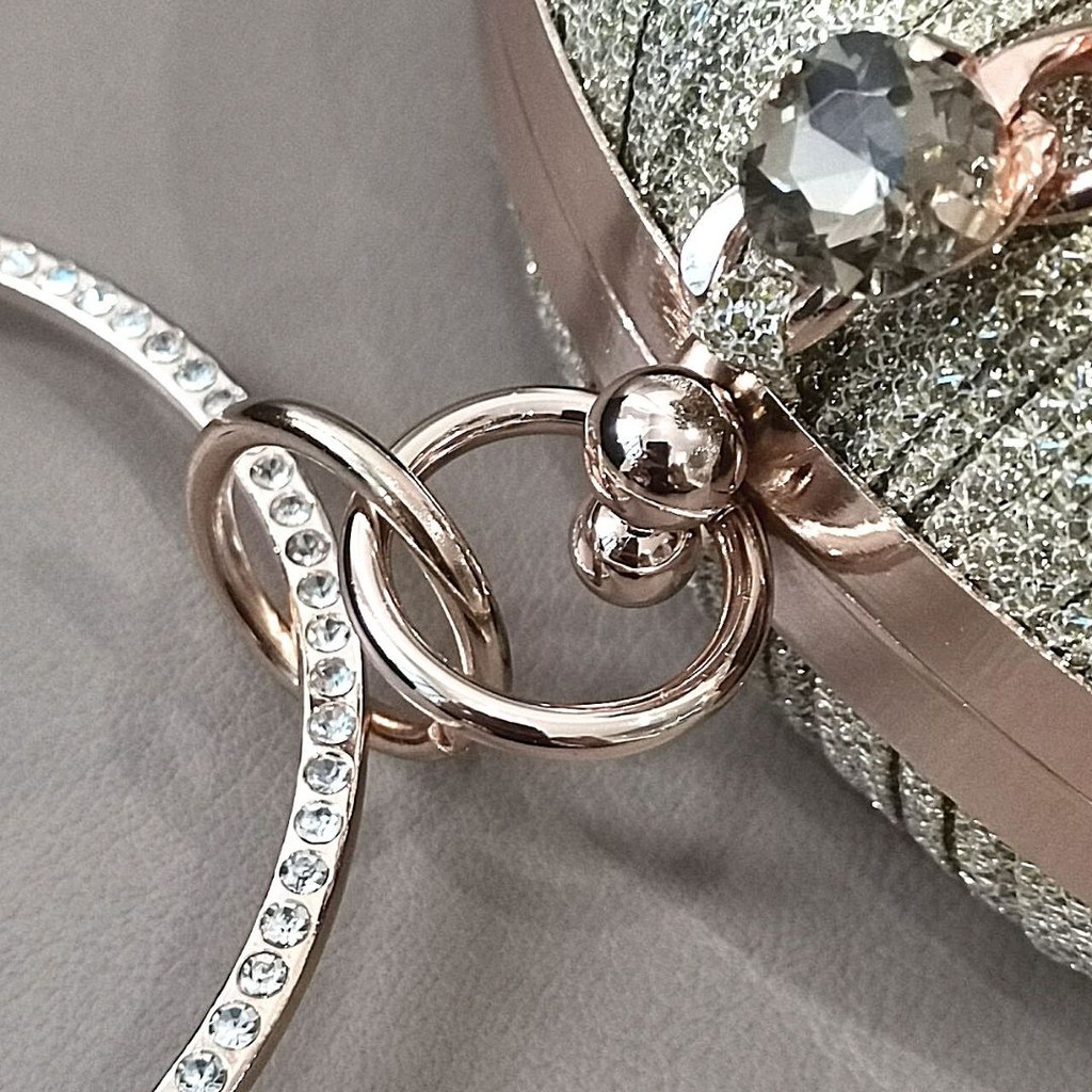 TERLARIS !!! Tas Pesta Kondangan Wanita Import Kristal Kain Satin Lucu warna black,gold,silver bahan satin halus tas pesta bulat wanita elegan clucth pesta bulat kristal clucth wanita pesta kondangan