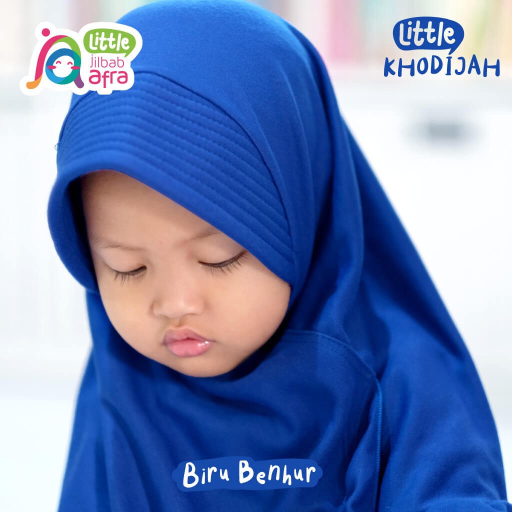 Jilbab Instan Anak Little Khodijah Biru Benhur - Little Jilbab Afra - Bahan Kaos, Adem &amp; Lembut