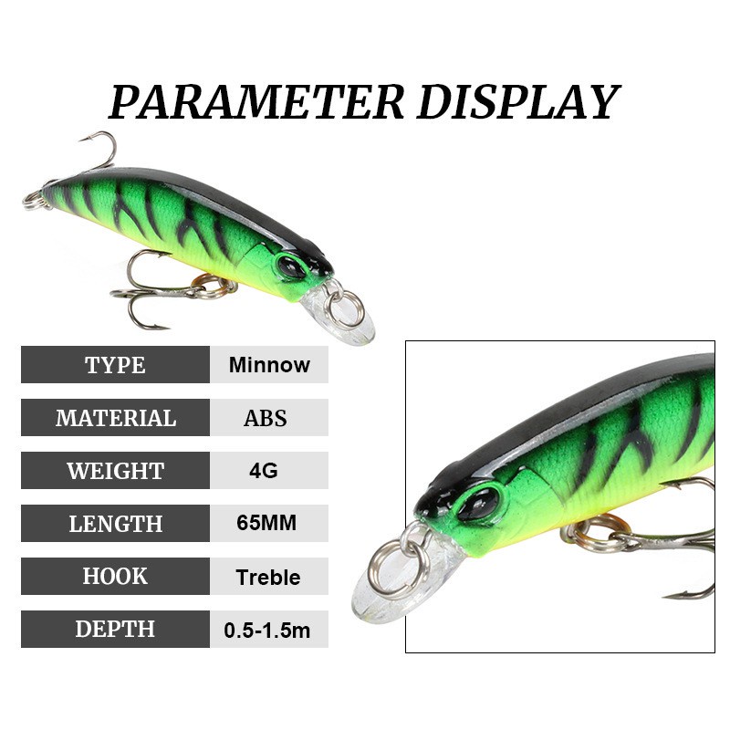 1Pcs 6.8cm/4g Fishing Lure 3D Eyes Lifelike Skin Slow Sinking Minnow Bass Swimbait Freshwater Saltwater Fishing Bait