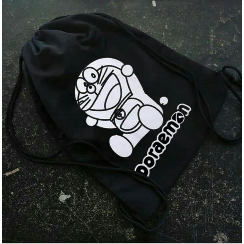TAS SERUT DRAWSTRING MOTIF DORAEMON / SEPATU / ADIDAS / HITAM POLOS / CONVERSE / VESPA