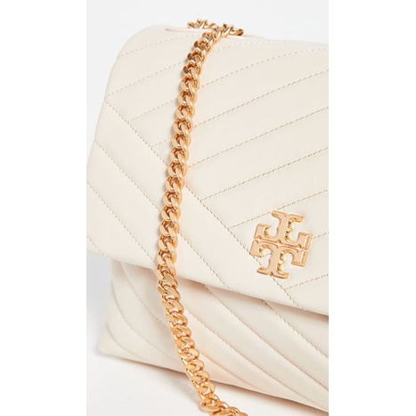 Tory Burch Kira Chevron Convertible Shoulder Bag Medium 27 Cm - Leather White