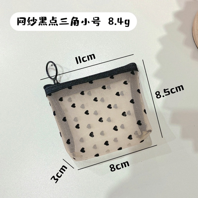 LOVE DOTS TRAVEL MAKE UP POUCH / TRANSPARAN POUCH MOTIF LOVE / TAS SERBAGUNA / TAS MAKE UP PREMIUM