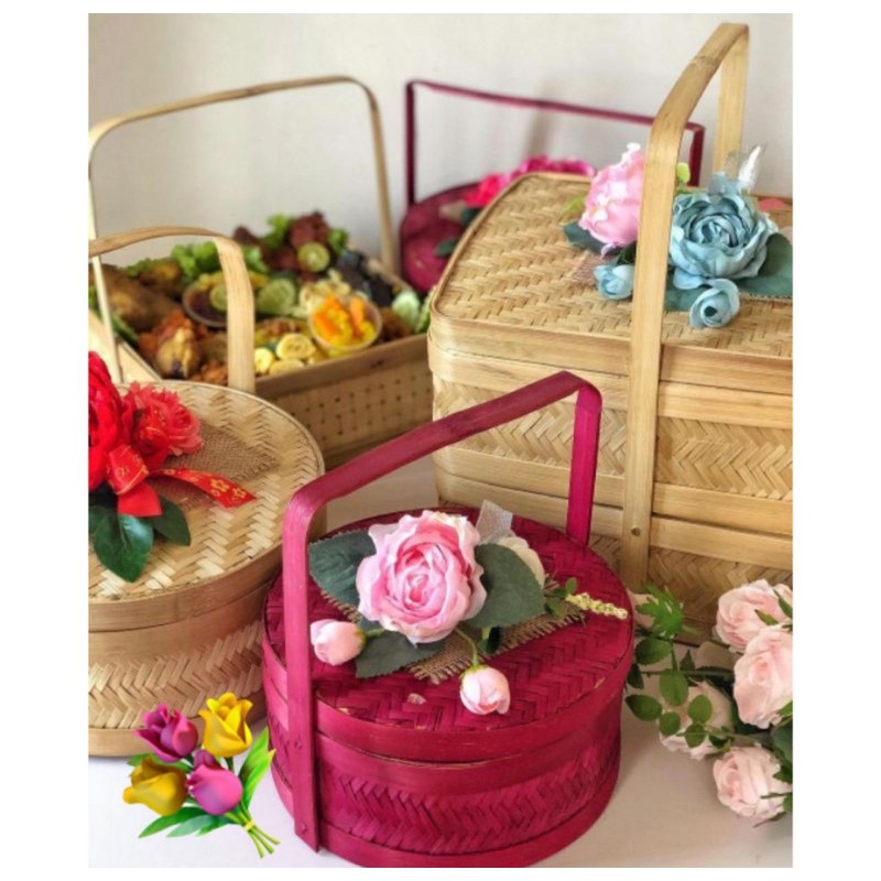 Packaging Hampers Ramadhan Lebaran Bambu Rabtang Bambu Bulat Anyaman Full / Keranjanvg Bambu