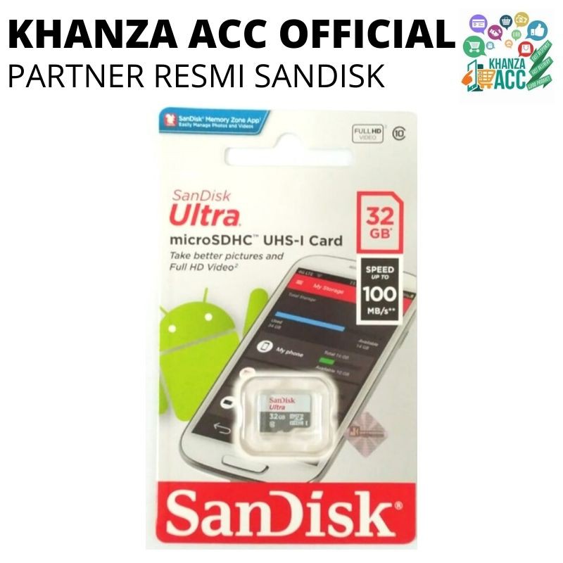 KHANZAACC Sandisk Ultra 32GB Memory Card MicroSD Speed Up To 100 Micro SD Memori Hp