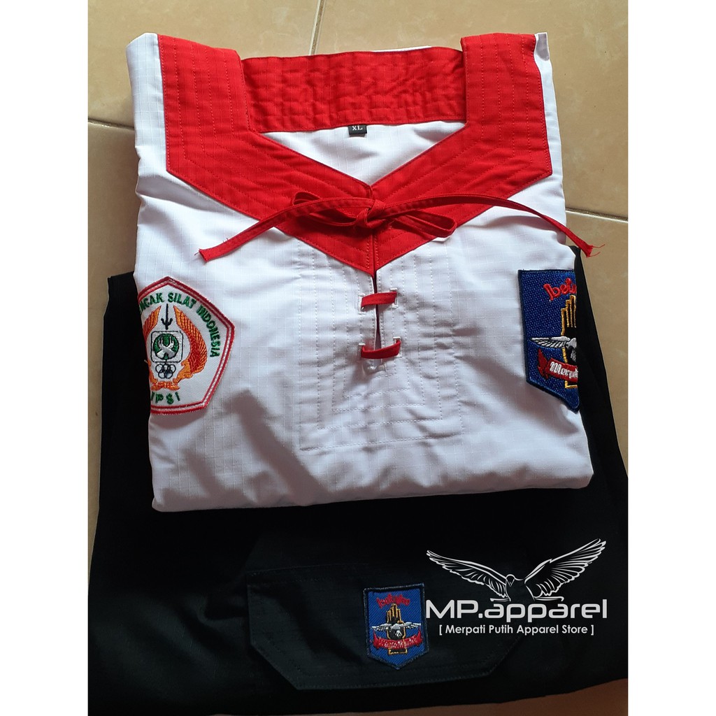 BAJU DAN CELANA LATIHAN SILAT MERPATI PUTIH BAHAN RIPSTOP TANPA SABUK MERAH