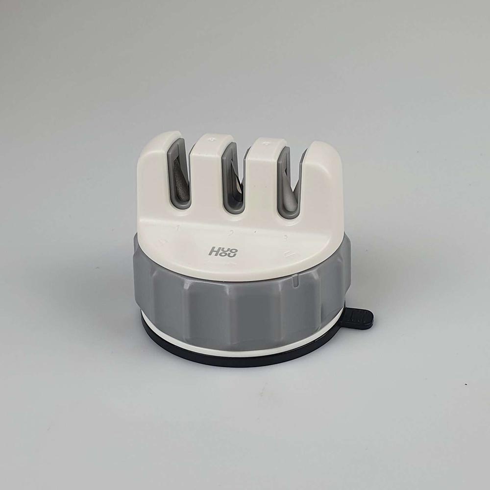 Huohou Pengasah Pisau Knife Sharpener Whetstone 3 Grinding Wheel - HU0066 - White