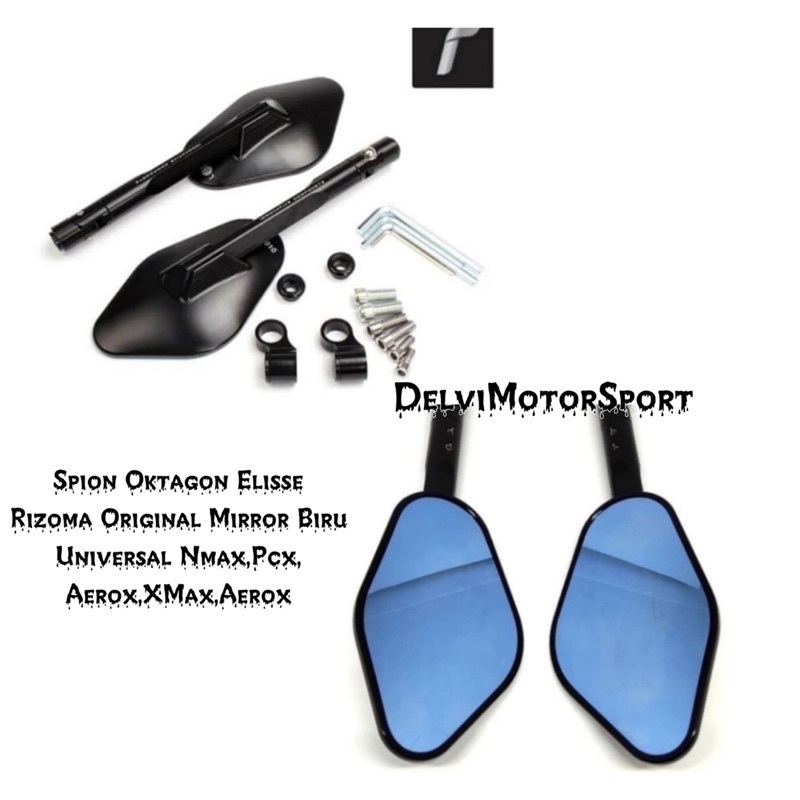 Spion Oktagon Elisse Rizoma Original Mirror Biru Spion Oktagon Rizoma Universal Nmax,Pcx,Aerox,XMax,