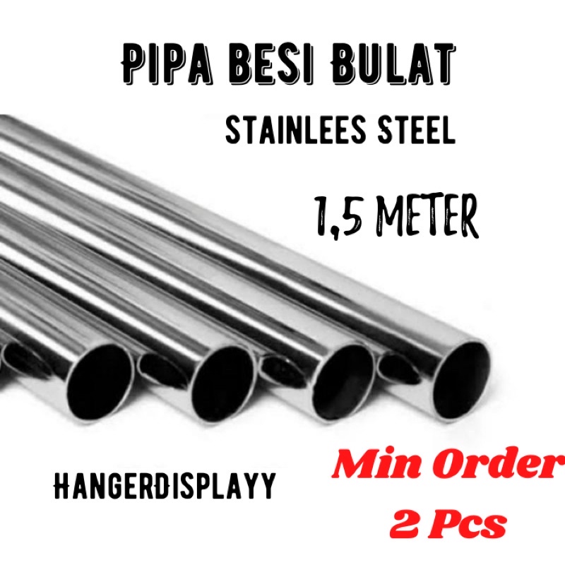 Pipa Bulat 150 cm Croem 1&quot; inc Gantungan Baju Display  Perlengkapan Display Toko