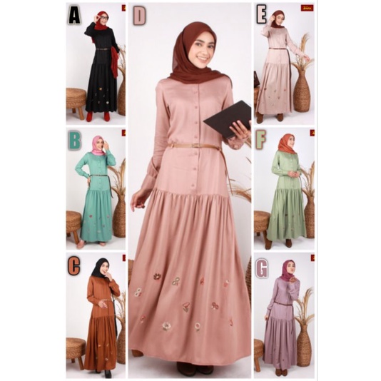 DANNIS A220216 Abaya Free Masker Hitam - Tosca - Mocca - Milo - Beige - Hijau - Ungu