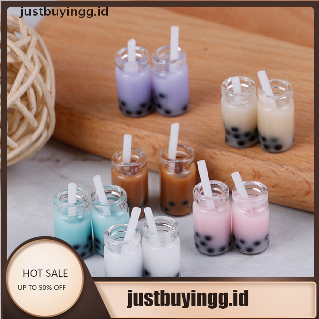 Justbuyingg.Id 2pcs Miniatur Minuman Pearl Milk Tea Aksesoris Rumah Boneka 1 / 12