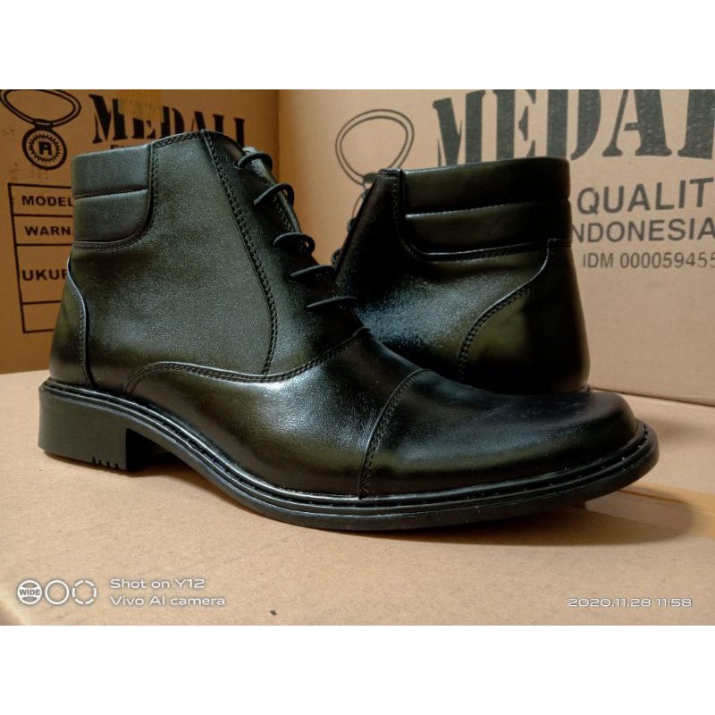 SEPATU KULIT PRIA DEWASA PDH BOOTS POLRI/TNI/SECURITY/DINAS/KERJA/KANTOR/PNS/ASN