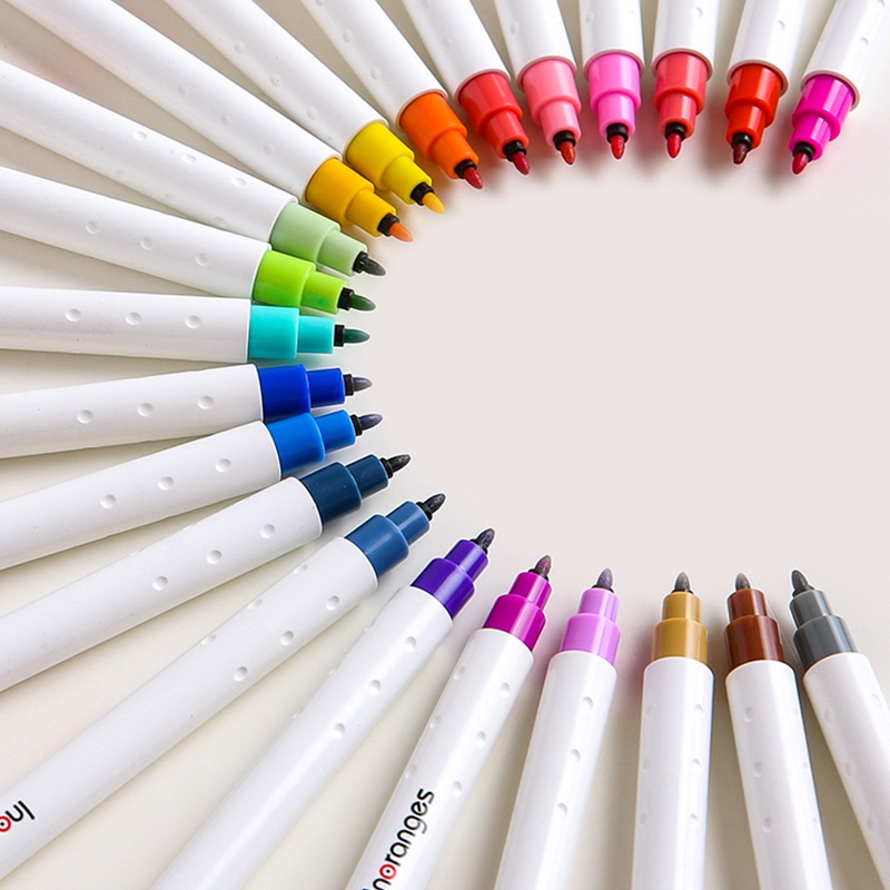 12 Colors 0.6mm Simple Retractable Highlighter INS Anti-Blooming Ink Colorful Marker
