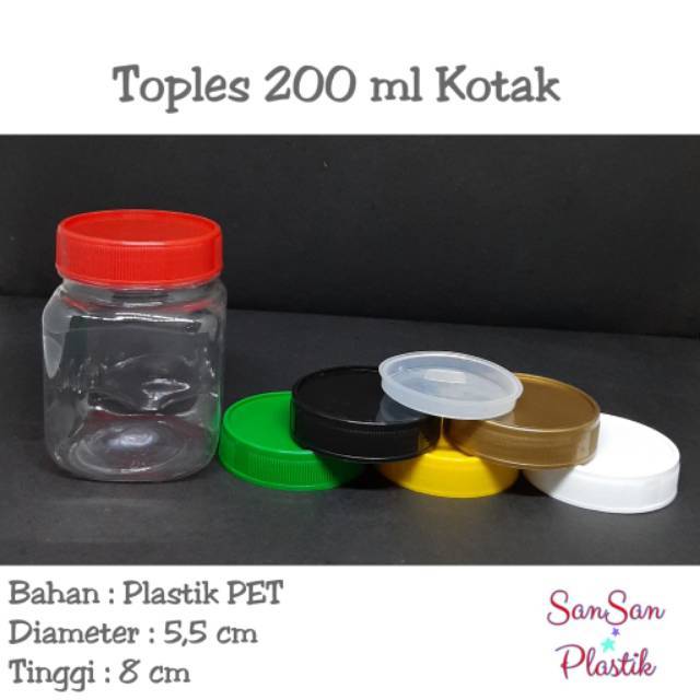 Jual Toples 200 Ml Kotak / Toples Sambal / Toples Bawang / Toples ...