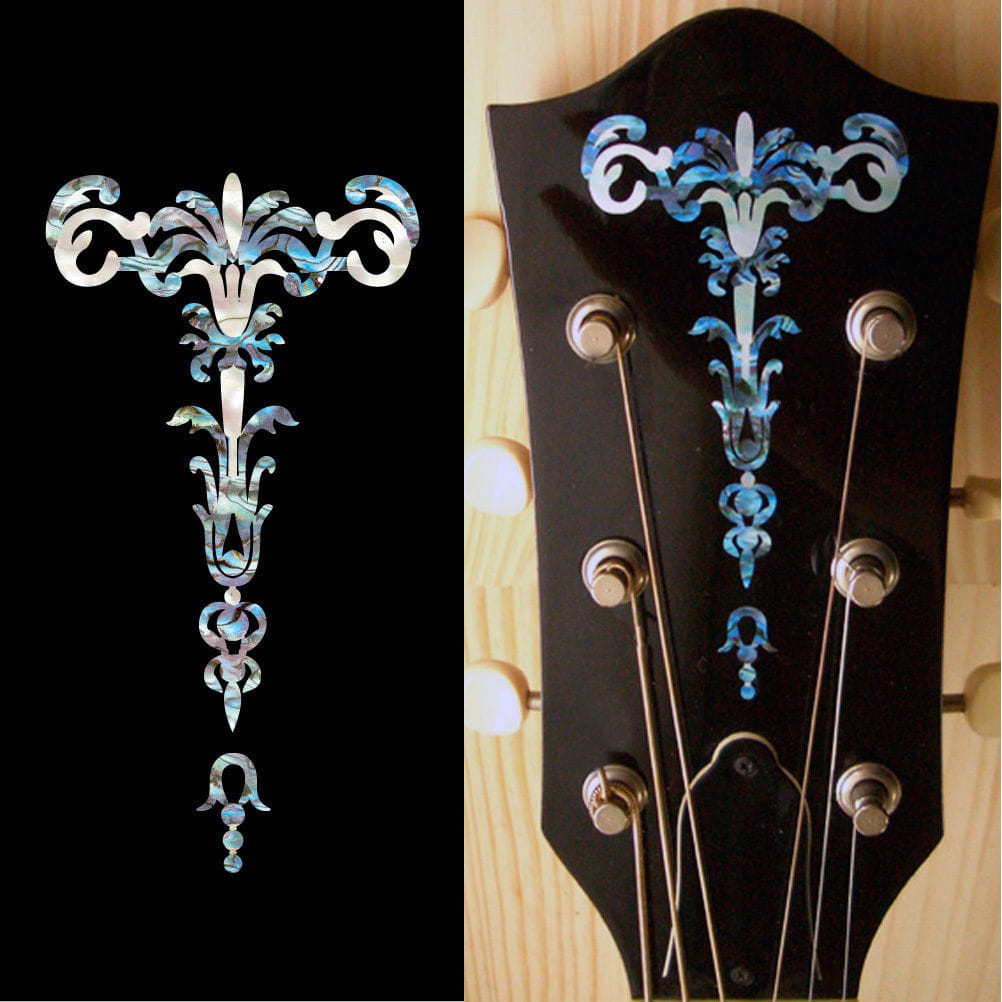 TOP PRODUCT Inlay Stiker Headstock Gitar Gothic Torch Abalone Blue