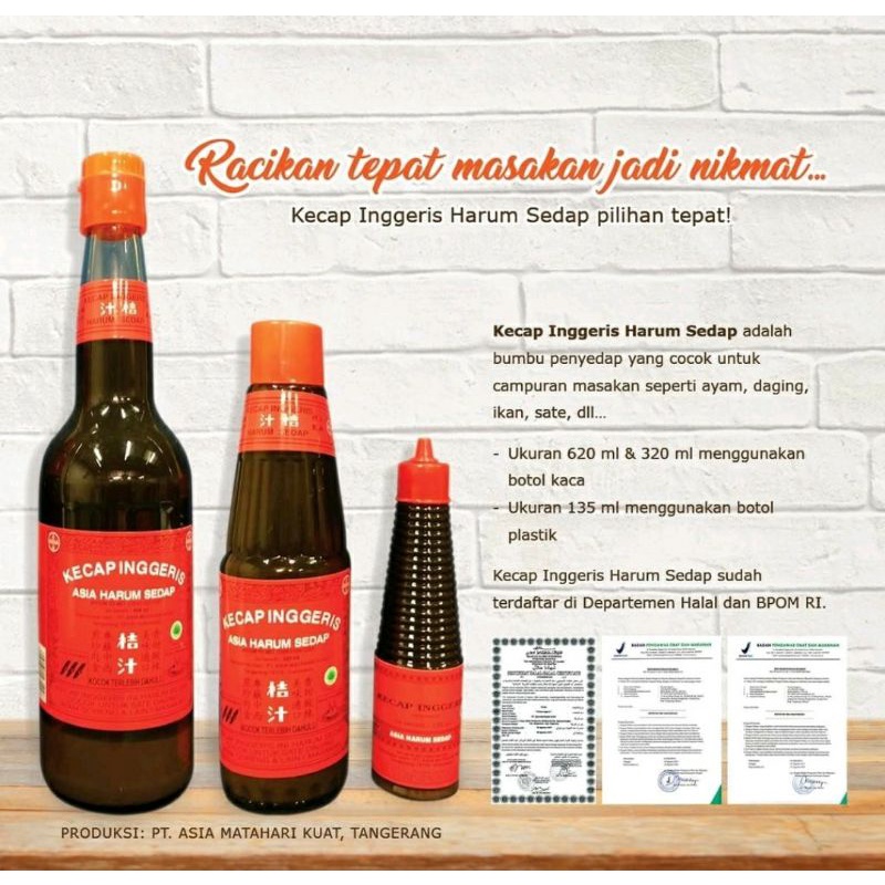 

Asia kecap inggris 135 ml, 320 ml, 620 ml khusus instant