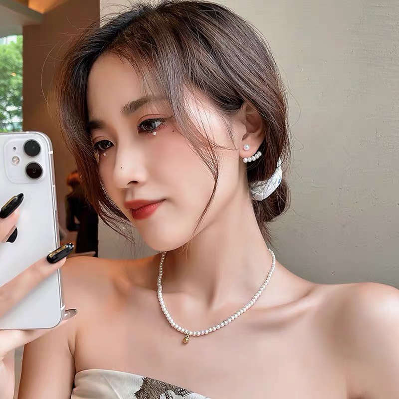 YEEZII Cute Pearl Stud Earrings Simple Hypoallergenic Earring Scallop Earings for Women Accessories Jewelry