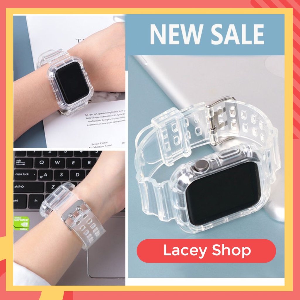 Strap Apple Watch Glacier Transparent Limited Edition iWatch 7 41mm 45mm 360° Protective TPU Band