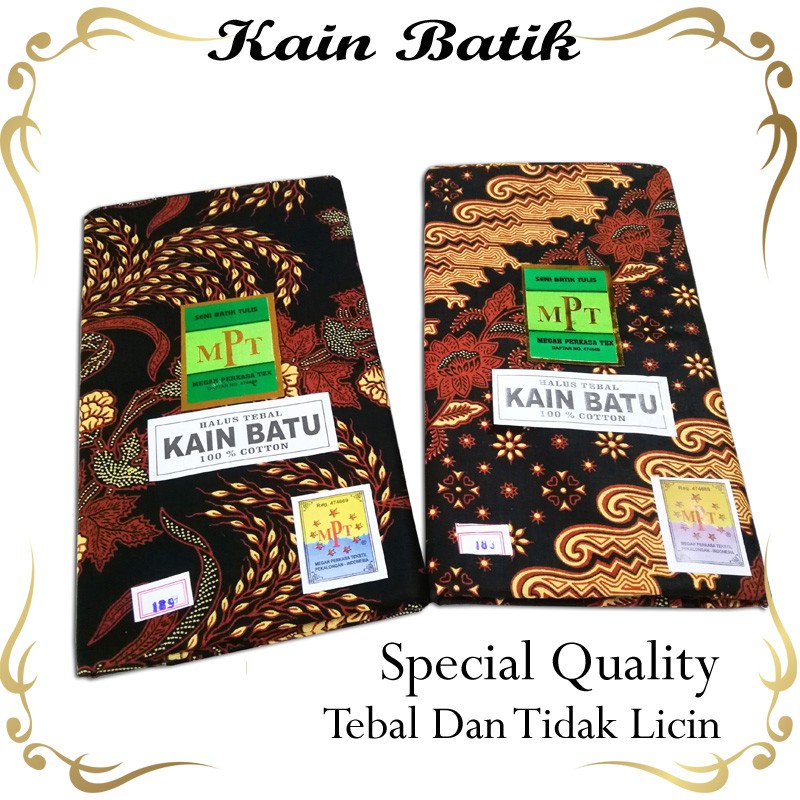 Kain Batik Istimewa Jarik Batu Bahan Katun Primisima Tebal Dan Tidak Licin MPT Dasar Hitam