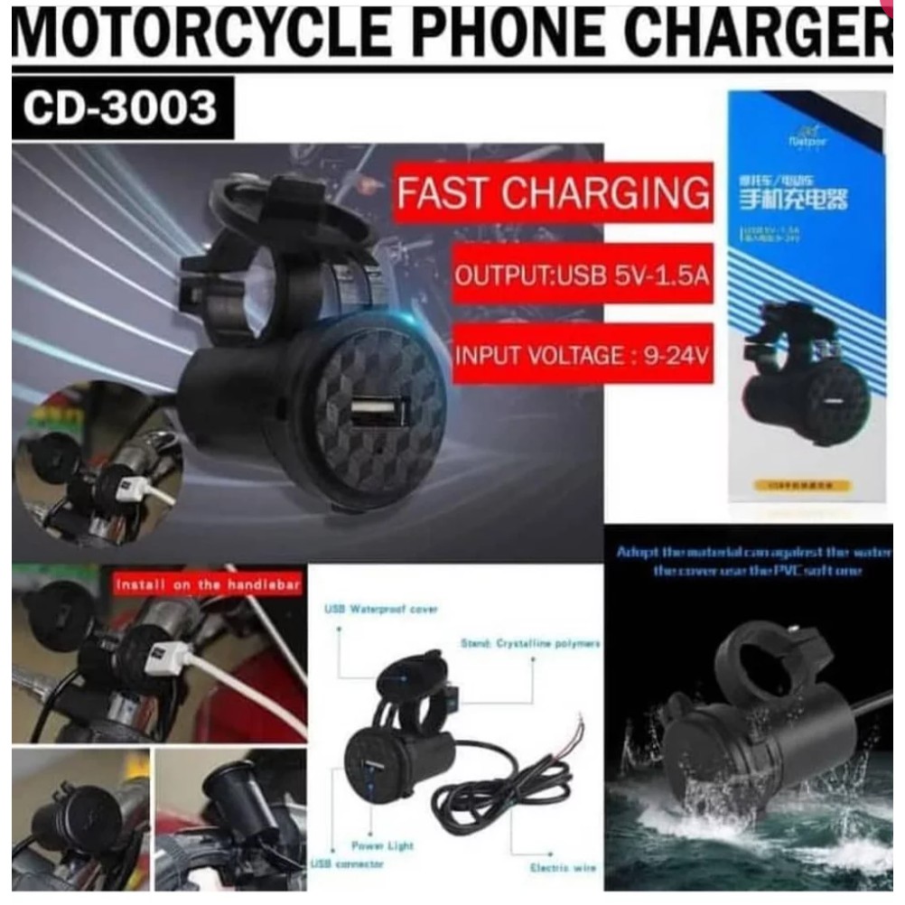 Charger Aki Motor Untuk hp samsung xiaomi iphone oppo vivo 1USB CD-3003