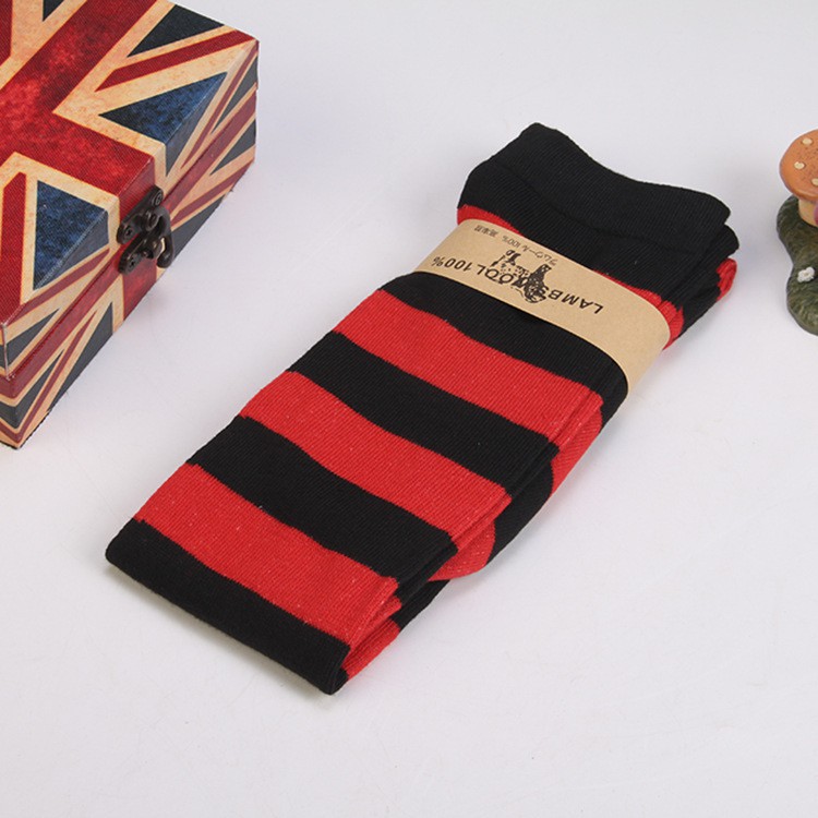 OKBE black and white overknee socks / kaos kaki belang hitam putih sepaha-merah X htm