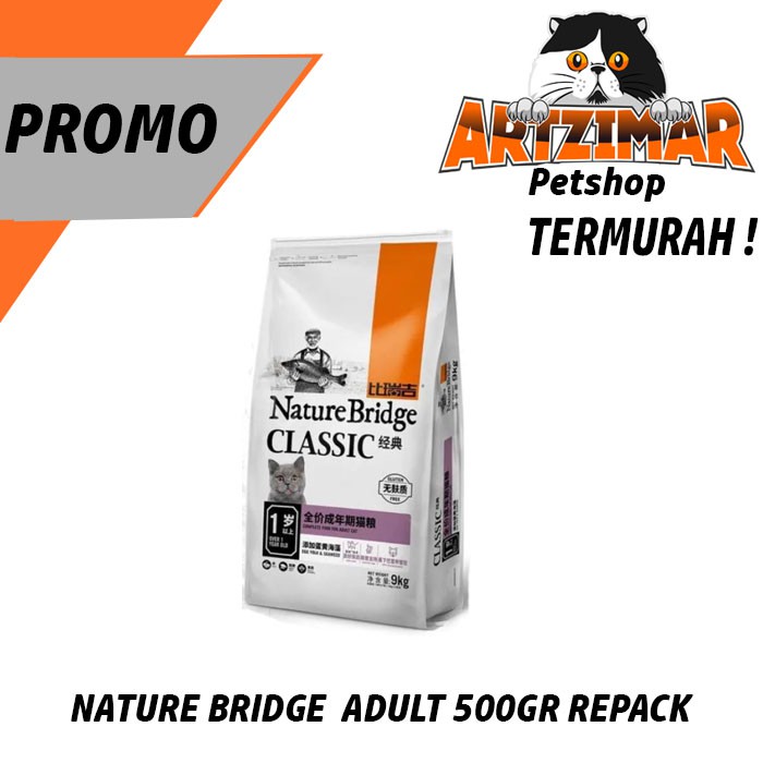 nature bridge adult 500gr repack makanan kucing