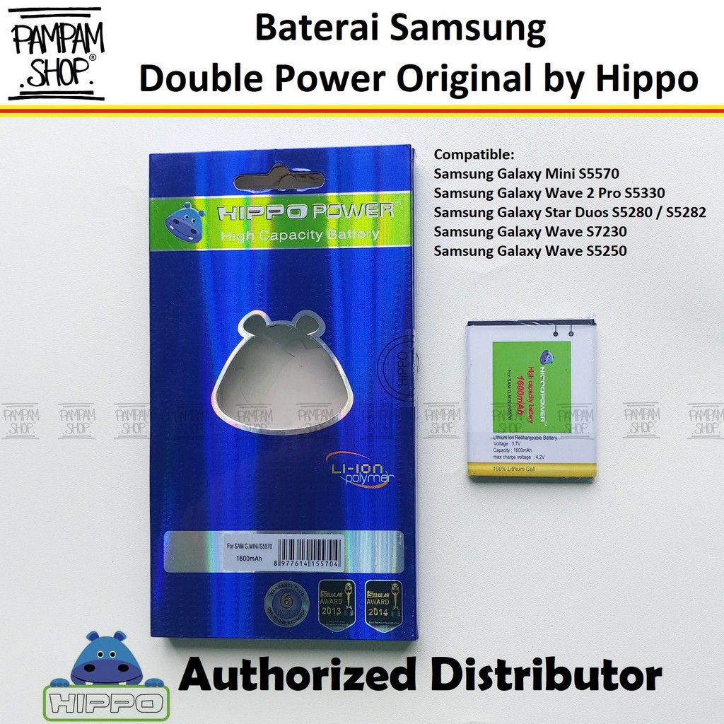 Baterai Hippo Double Power Original Samsung Galaxy Mini S5570 Wave S7230 S5250 Ori Batre Batrai Hipo