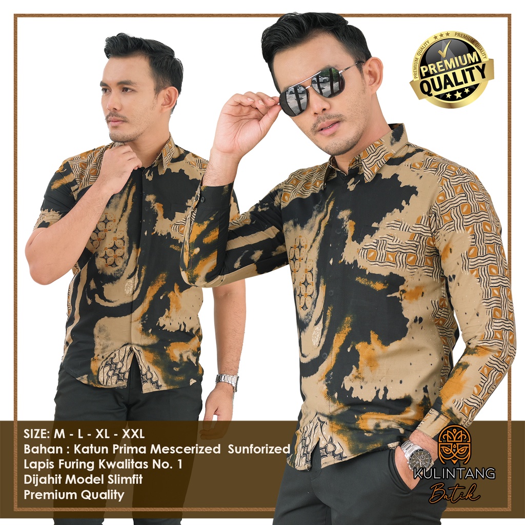 Kulintang Batik - Baju Kemeja Batik Slimfit Pria Bahan Katun Premium Lapis Furing Mewah Berkwalitas / Baju Batik Cowok Model Slimfit Terbaru 2022-0