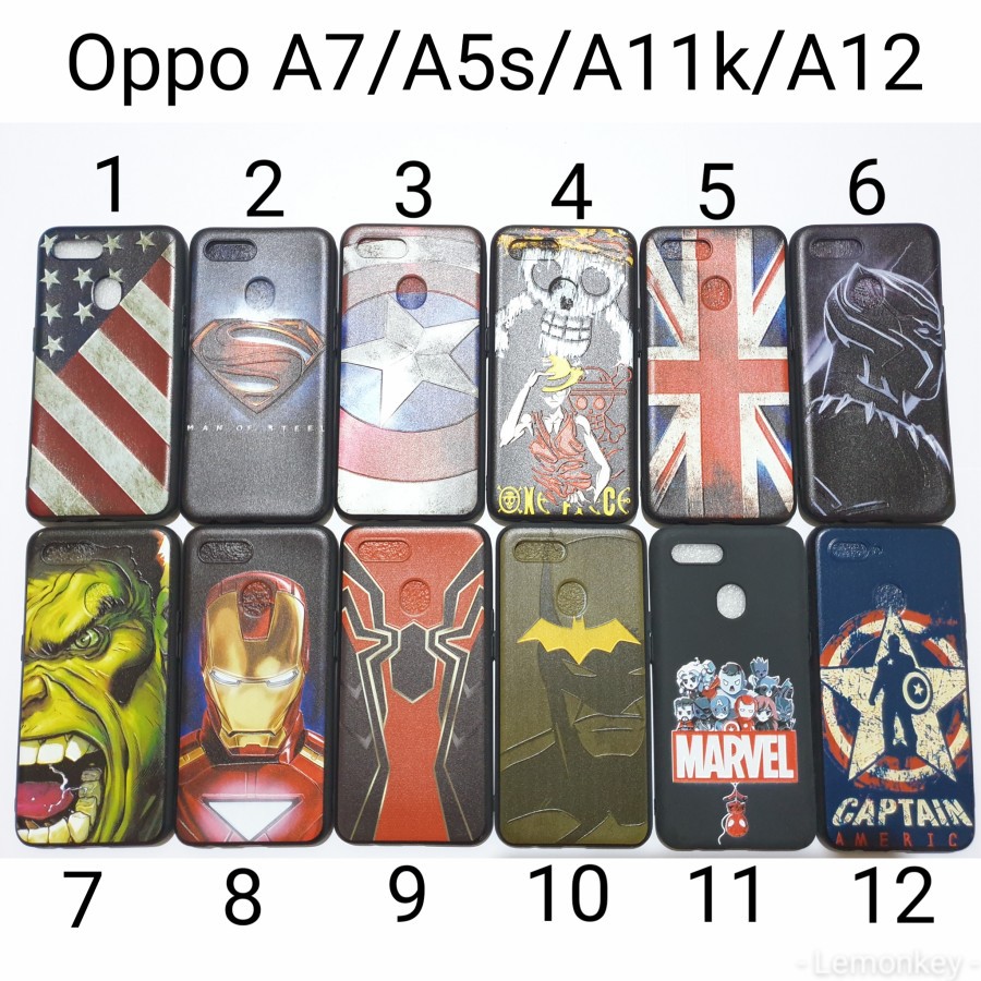 Case Soft Hitam Oppo A5s / A7 Motif Superhero / Case Oppo A5s A7 Black Case