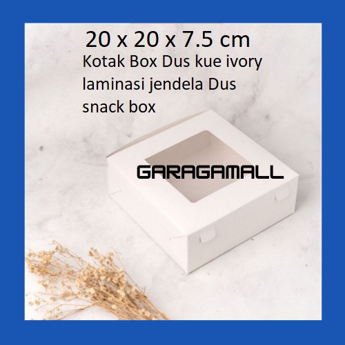 

Kotak kue dus kue snack box kotak snack box kardus hampers snack kotak kue putih box mika 20x20x7.5cm (isi 10 pcs)