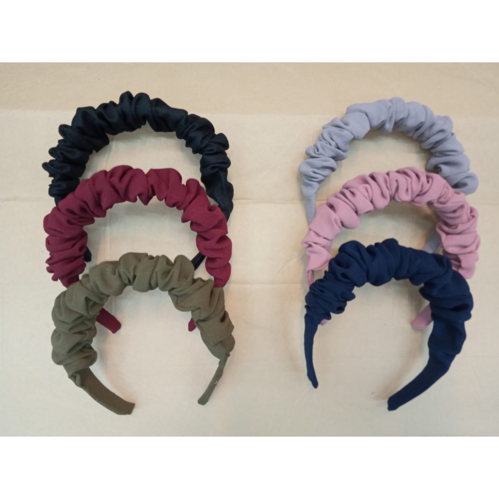 Bando Satin Model Baru Gaya Korea / Bando Korea Viral / Bando Scrunchie Headband Korea / Bando Nagita Slavina