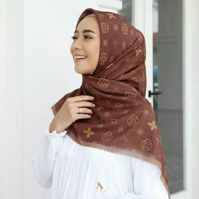 Jual Hijab Voal Monogram Series Minka Scarf Ultrafine Lasercut Hijab Segiempat Voal Print