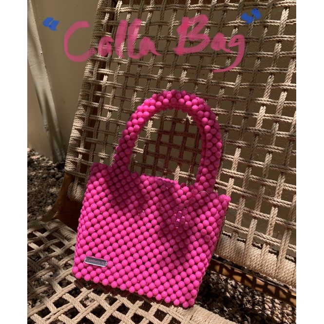Calla Fuschia Beaded Bag pink fanta pink fushcia