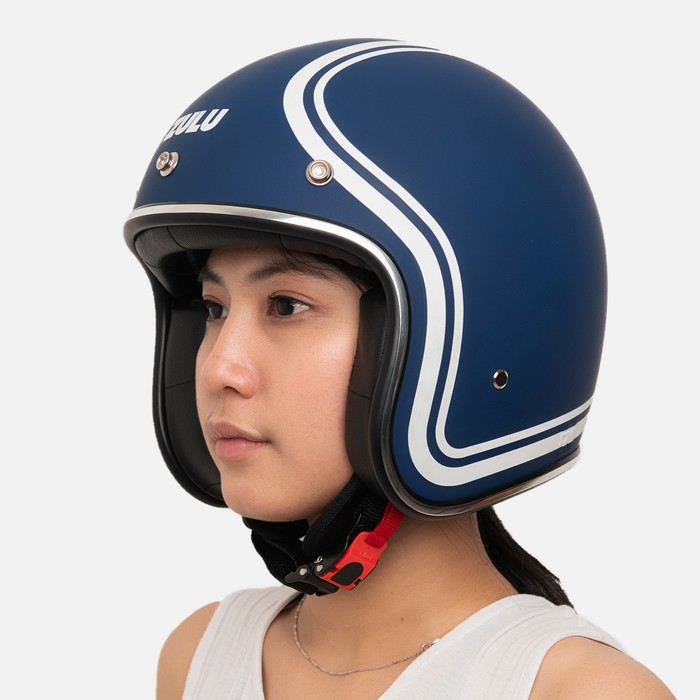 HELM RETRO ZULU CORTEZ BLUE CHROME ( Half Face / Vintage / Simpson / Klasik )