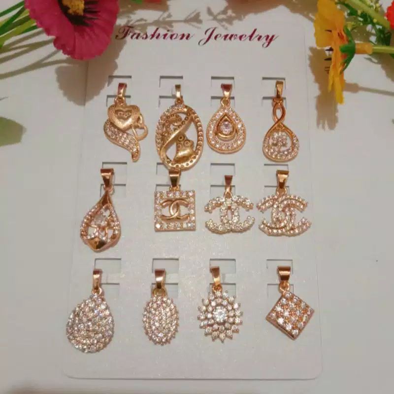 pakek usaha perhiasan xuping, kalung 12pcs, Anting 12pcs, liontin 12pcs, cincin 12pcs